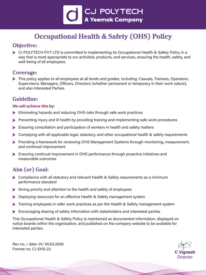 Occupational Health & Safety Policy